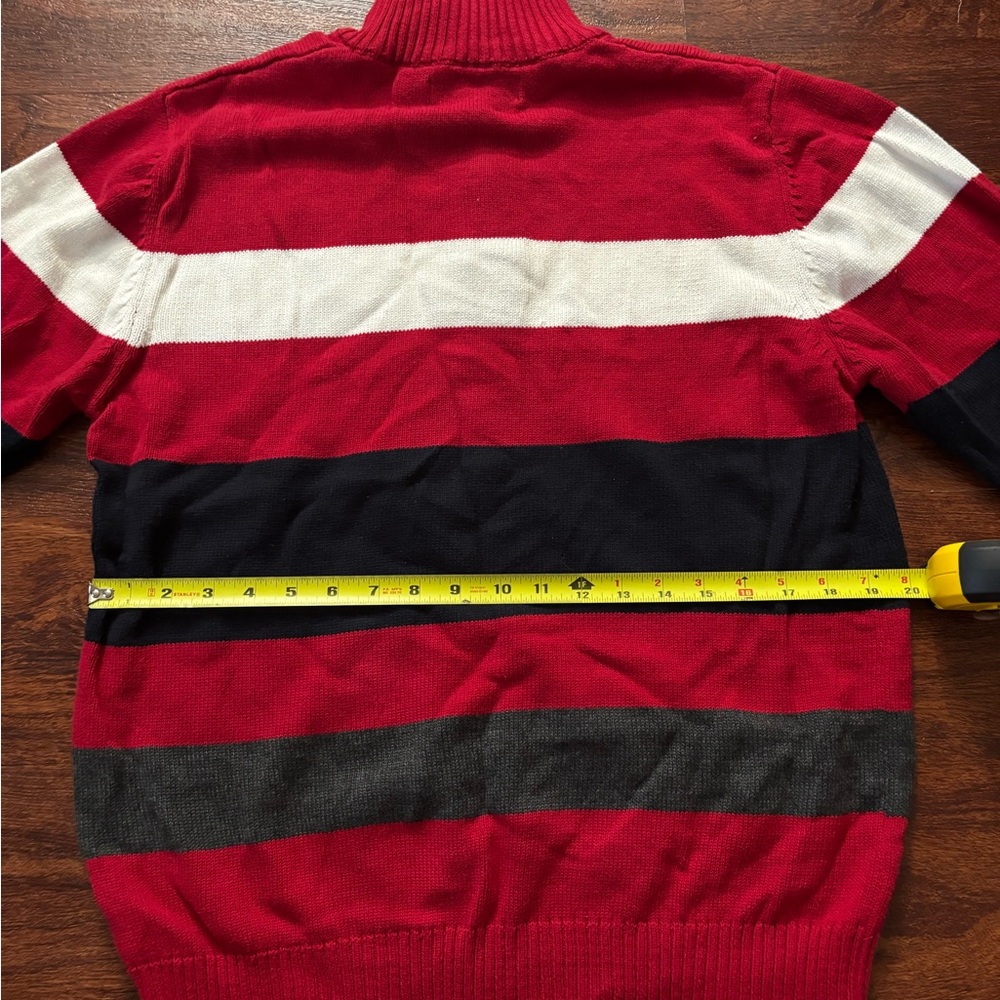 U.S. Polo Assn. Striped Knit Red Black White Zip Up Sweater Cozy - Picture 6 of 7